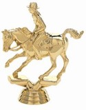 Gold  4 1/2" Cutting Horse Female Rider figure