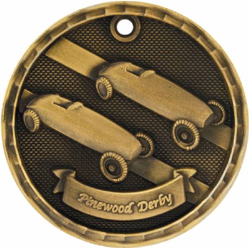 2" Pinewood Derby 3-D Award Medal #2