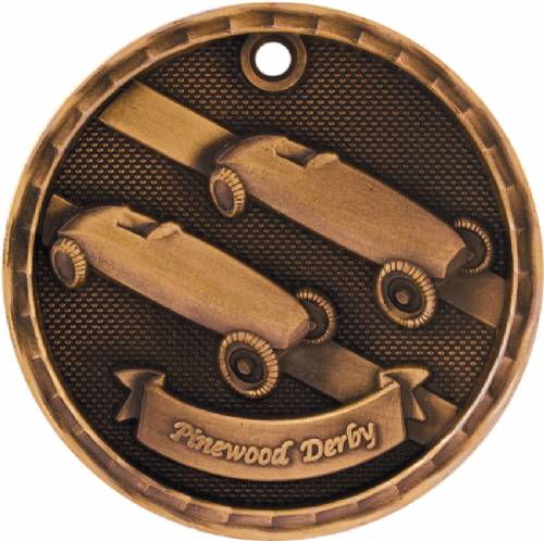 2" Pinewood Derby 3-D Award Medal #4