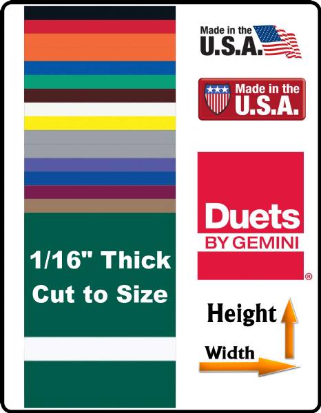Gemini Duets Select Laser Series Plastic 24 Colors - Blank - Cut to Size