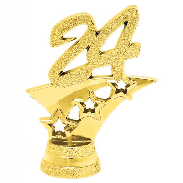 2 1/4" Gold "24" 3-Star Year Date Trophy Trim