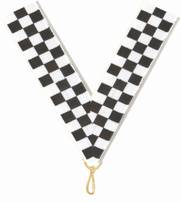 7/8 x 32 Checkered Flag Neck Ribbon with Snap Clip