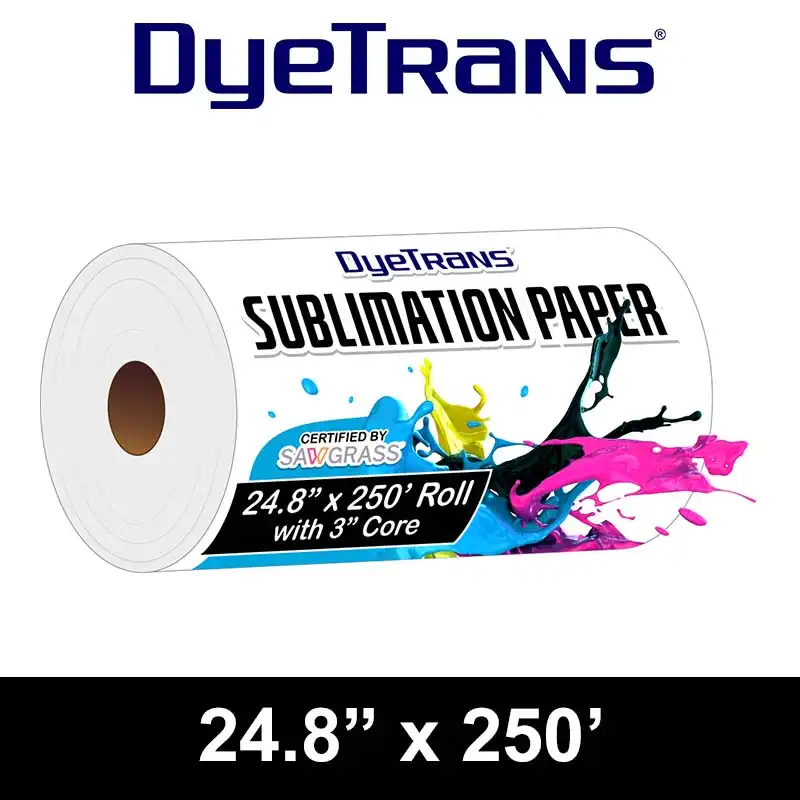 DyeTrans Multi-Purpose Sublimation Transfer Paper - 24.8" x 250 ft Roll 3" Core