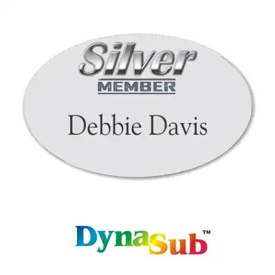 DynaSub Oval Name Badge Sublimation Blank - Satin Silver