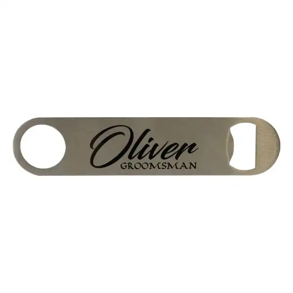 DyeTrans Clear Gloss Stainless Steel Bottle Opener - Pub Style 6.97" x 1.54" x 0.07"