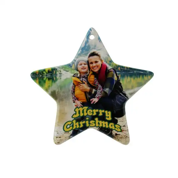 DyeTrans Sublimation Blank Porcelain Ornament - 3.75" x 4" Star 2-sided