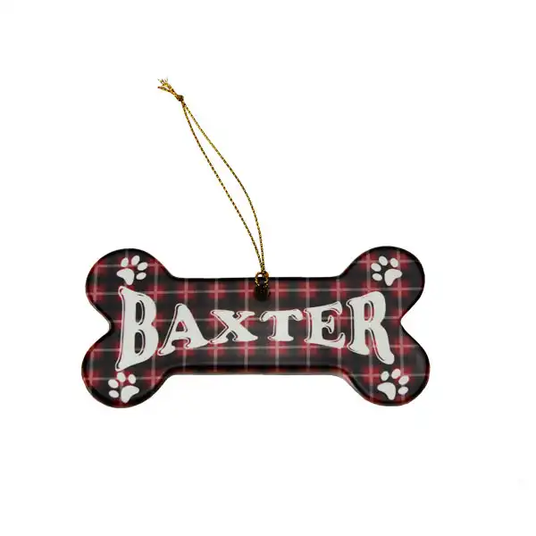 DyeTrans Sublimation Blank Porcelain Ornament - 2.375" x 4.5" Dog Bone w/Cord Hanger