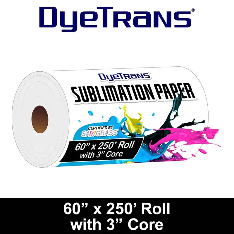 DyeTrans Multi-Purpose Sublimation Transfer Paper - 60" x 250 ft Roll 3" Core