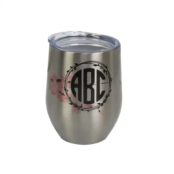 Dyetrans Sublimation Blank Stainless Steel Stemless Wine Tumbler - 12oz - Silver