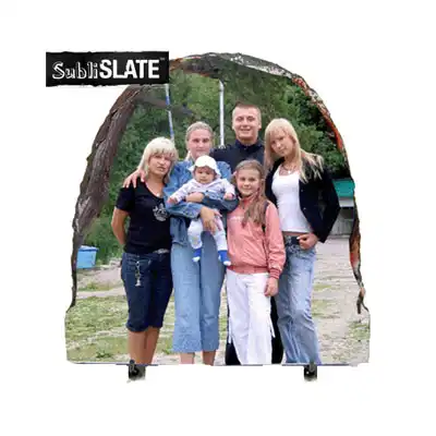 SubliSlate Blank Sublimation Matte Plaque - 5.85" x 5.85" - Half-Oval w/Feet