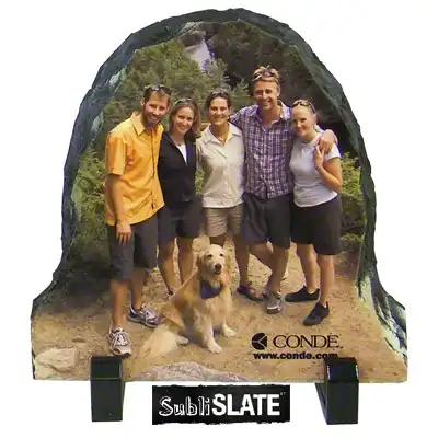 SubliSlate Blank Sublimation Matte Plaque - 7.8" x 7.8" - Half-Oval w/Feet