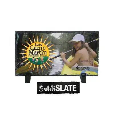 SubliSlate Blank Sublimation Slate Plaque - 4.68" x 8.58" - Rectangle w/Feet