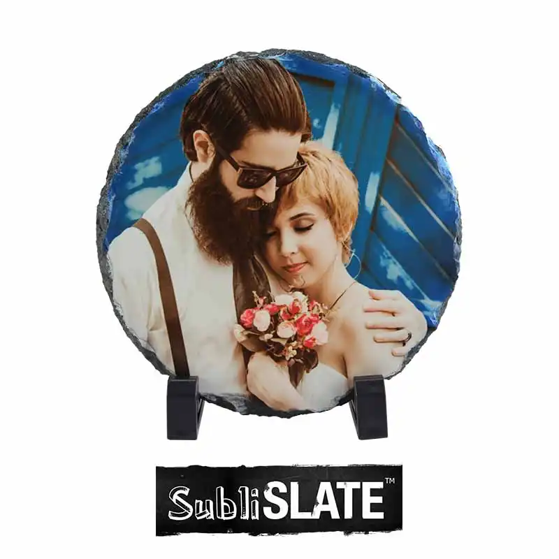 SubliSlate Blank Sublimation Slate Plaque - 5.9" Diameter - Round Matte