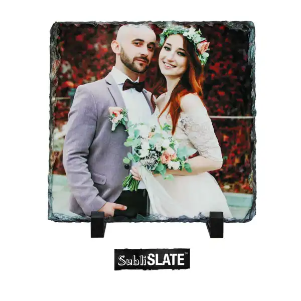 SubliSlate, Blank Sublimation Slate Plaque - 7.8" x 7.8" - Gloss Square