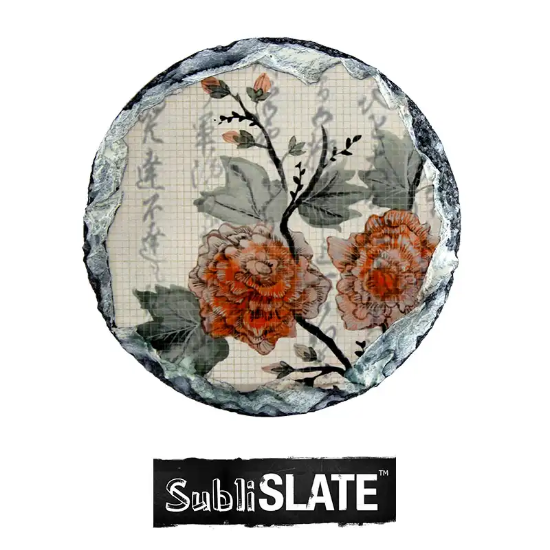 SubliSlate, Blank Sublimation Slate Coaster - 4" Diameter - Round Gloss