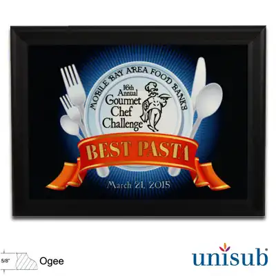 Unisub Sublimation Blank MDF Plaque - 6" x 8" - Black Ogee Edge