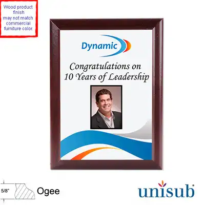 Unisub Sublimation Blank MDF Plaque - 9" x 12" - Cherry Ogee Edge