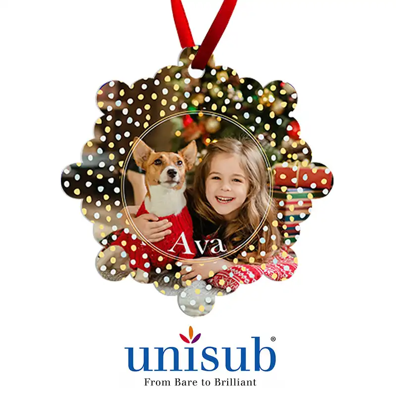 Unisub Sublimation Blank Aluminum Ornament - 3" x 3" London w/Ribbon