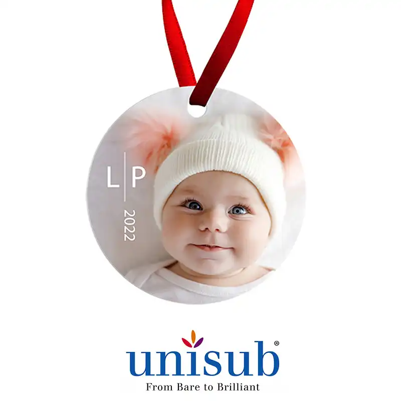 Unisub Sublimation Blank Aluminum Ornament - 2.75" Round w/Ribbon