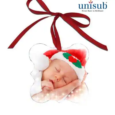 Unisub Sublimation Blank Aluminum Ornament - 3" x 3" Prague w/Ribbon