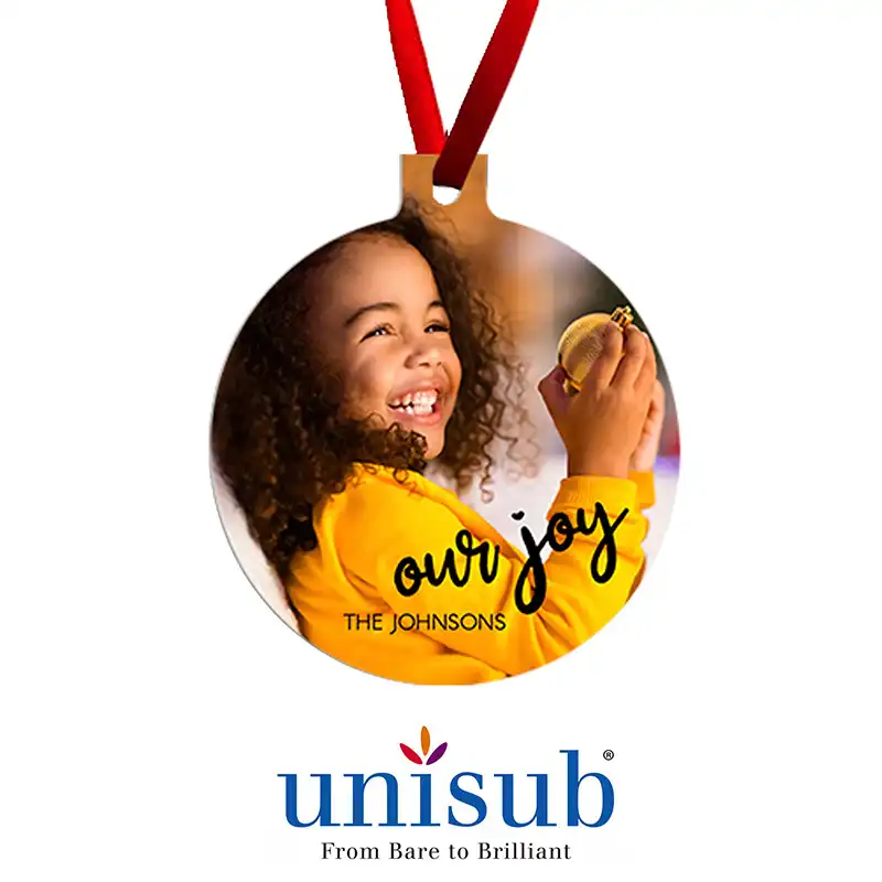 Unisub Sublimation Blank Aluminum Ornament - 3" x 3.37" Ball w/Ribbon