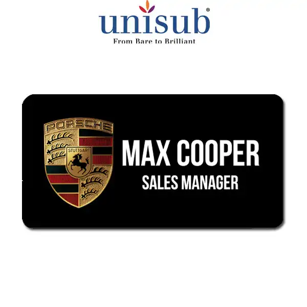 Unisub Sublimation Blank Name Badge - 1.5" x 3" - Aluminum - White Gloss