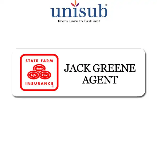 Unisub Sublimation Blank Name Badge - 1.5" x 3" - Aluminum - White Matte