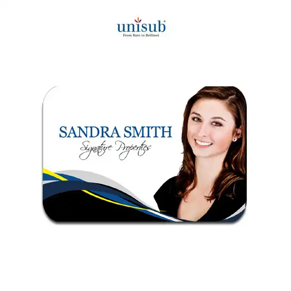 Unisub Sublimation Blank Name Badge - 2" x 3" - Aluminum - White Matte