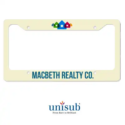 Unisub Sublimation Blank Aluminum License Plate Frame - White Gloss