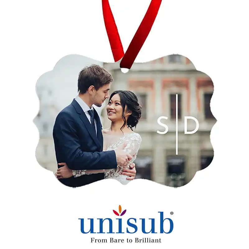 Unisub Sublimation Blank Aluminum Ornament - 2.76" x 3.95" Benelux 1-Sided w/Ribbon