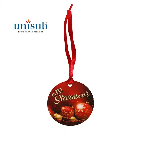 Unisub Sublimation Blank Aluminum Ornament - 2.75" Round 1-Sided w/Ribbon