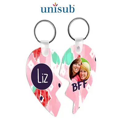 Unisub Sublimation Blank Aluminum Key Tag - 2.73" x 3.18" - Split Heart - Semi-Gloss