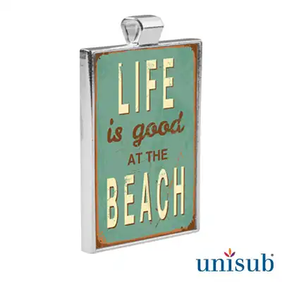 Unisub Sublimation Blank Bezel Pendant - 1.10" x 2.09" - Rectangle w/Insert