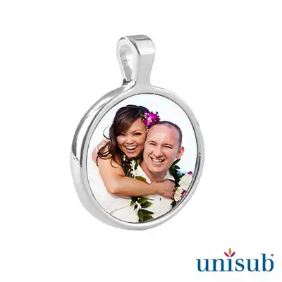 Unisub Sublimation Blank Bezel Pendant - 0.86" - Round w/Insert