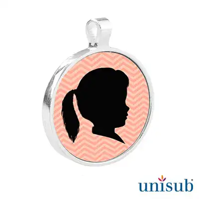 Unisub Sublimation Blank Bezel Pendant - 1.11" - Round w/Insert