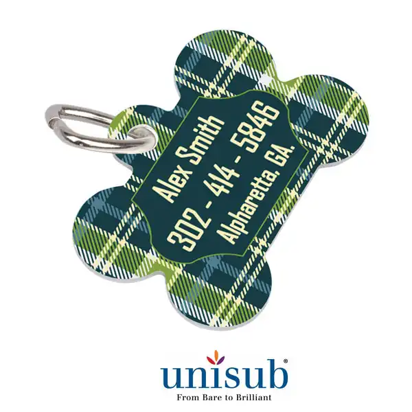 Unisub Sublimation Blank Aluminum Pet Tag - 1.5" x 1" - 2-Sided - Bone