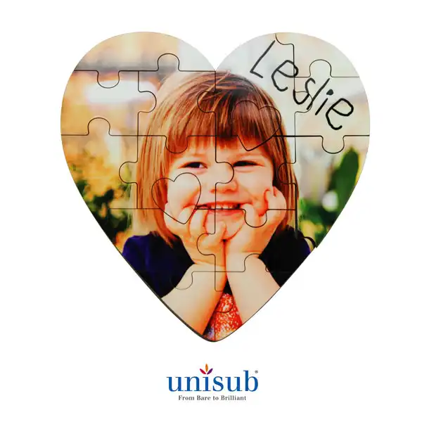 16 Piece Unisub Sublimation Jigsaw Puzzle - 5" X 5" - Heart