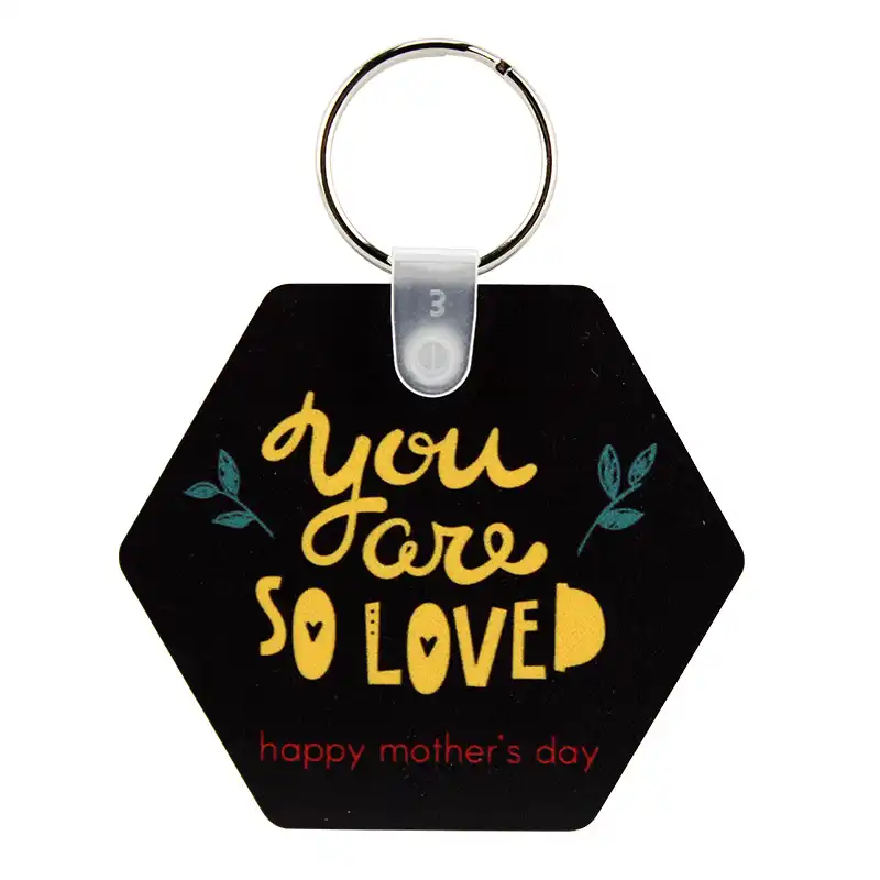 Unisub Sublimation Blank Aluminum Key Chain Tag - Hexagon - w/ Split Ring - 2 Sided