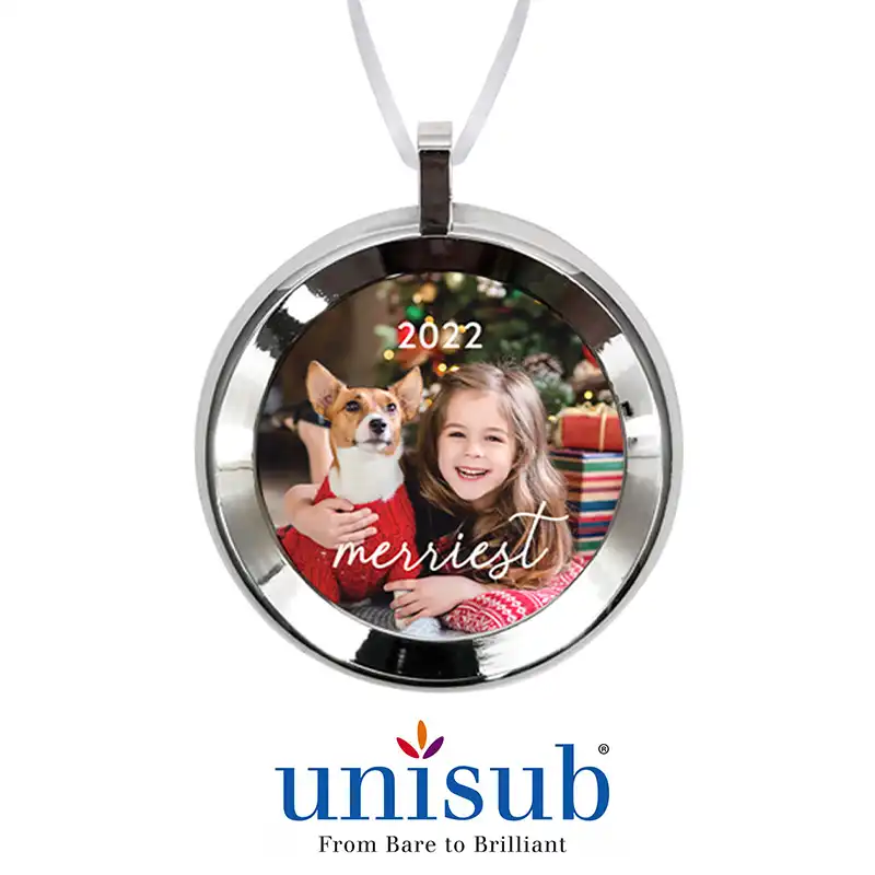 Unisub Framed Aluminum Ornament - Round - 1 Sided