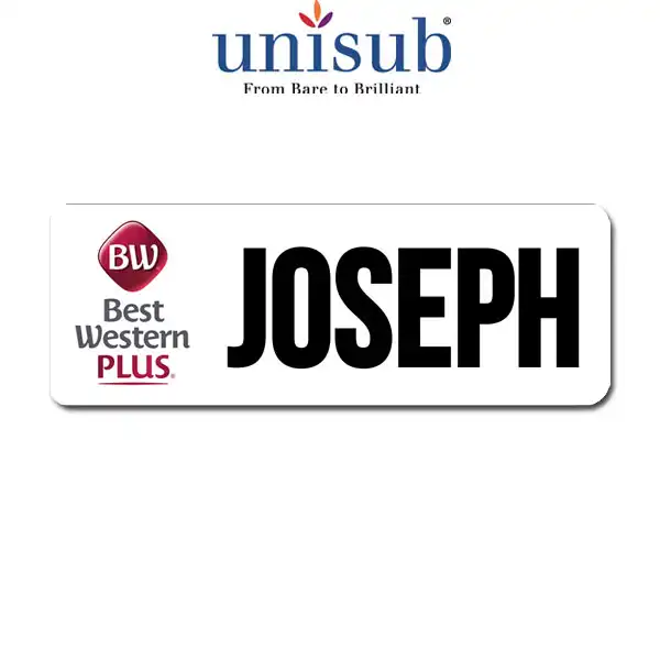 Unisub Sublimation Blank Name Badge - 1.25" x 3" - FRP - White Gloss