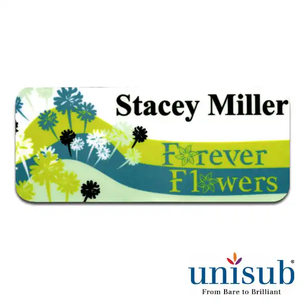 Unisub Sublimation Blank Name Badge - 1.25" x 3" - FRP - White Matte