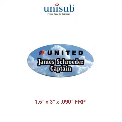 Unisub Sublimation Blank Name Badge - 1.5" x 3" - FRP - White Gloss - Oval