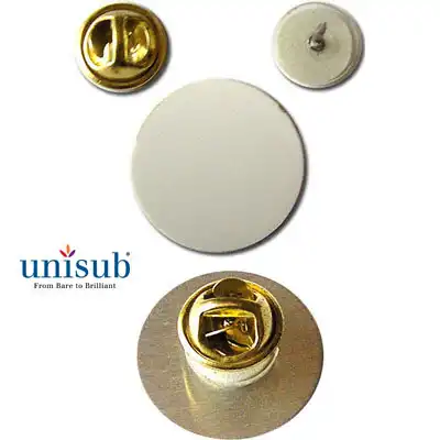 Unisub Sublimation Blank Aluminum Lapel Pin or Tie Tack - 7/8" Round w/Pin Back