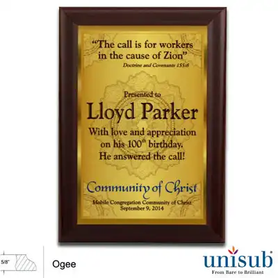 Unisub Sublimation Blank MDF Plaque - 5" x 7" - Cherry Ogee Edge