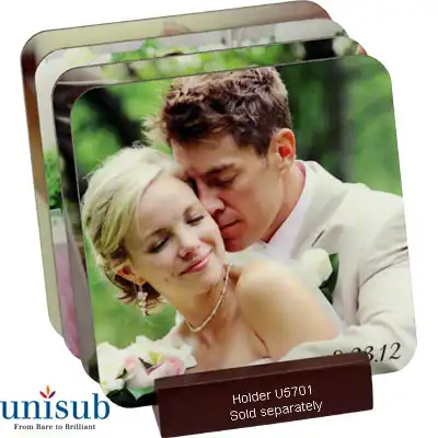 Unisub Sublimation Blank Hardboard Coaster - 3.75" - Square w/Cork Bottom