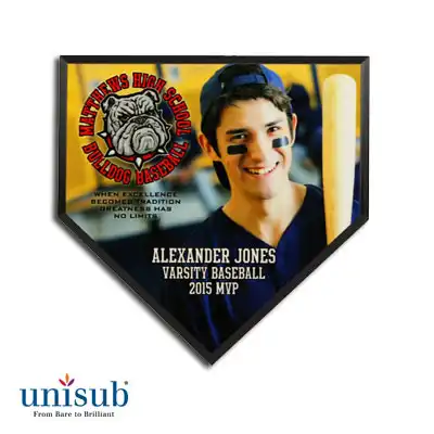 Unisub Sublimation Blank MDF Plaque - 6" x 6" - Home Plate - Black Beveled Edge