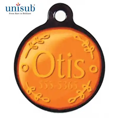 Unisub Sublimation Blank Aluminum Pet Tag - 1.5" x 1.25" - 1-Sided - Round