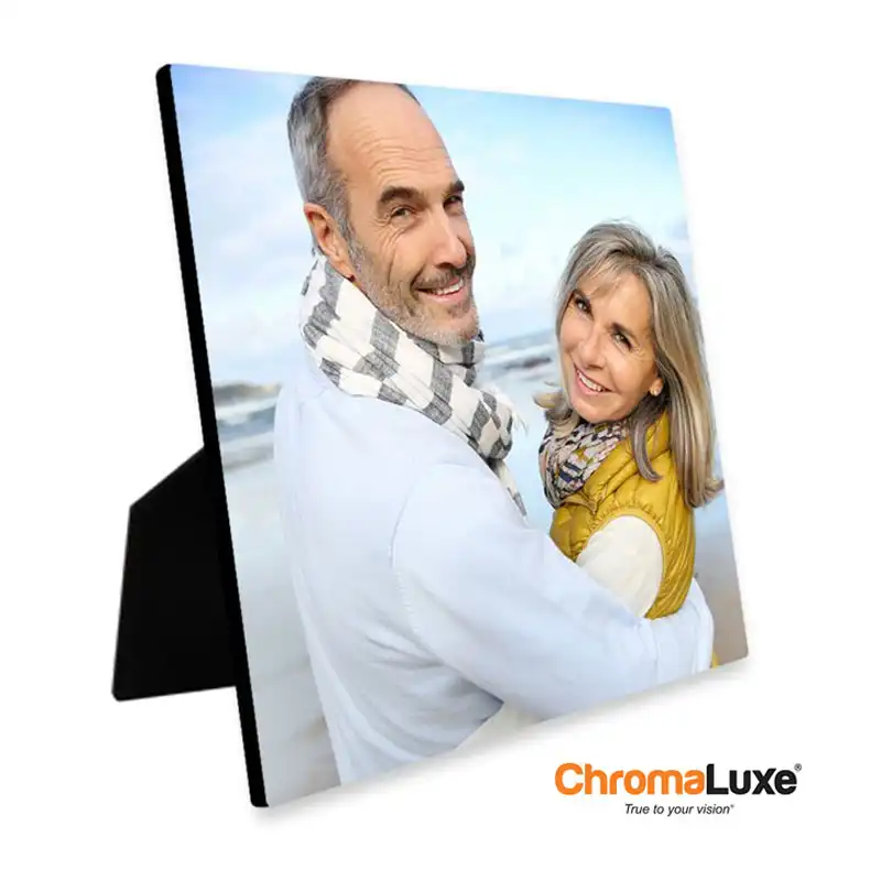 ChromaLuxe Sublimation Blank Hardboard Photo Panel - 6" x 6" - Gloss White w/Easel