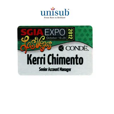 Unisub Sublimation Blank Name Badge - 2" x 3" - Aluminum - Clear Gloss