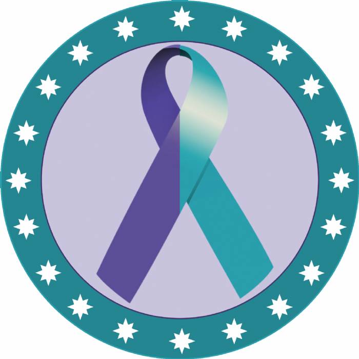 2" Purple Teal Awareness Ribbon Trophy Insert | Awareness Inserts from
